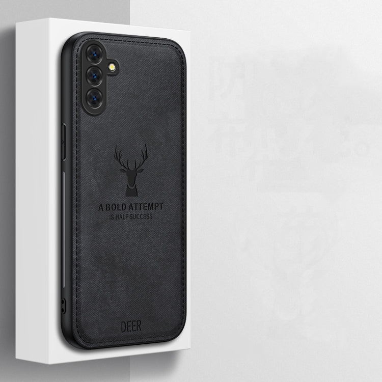 For Samsung Galaxy S25+ 5G Deer Head Cloth Skin All-inclusive Phone Case(Black) - Galaxy S25+ 5G Cases by buy2fix | Online Shopping UK | buy2fix