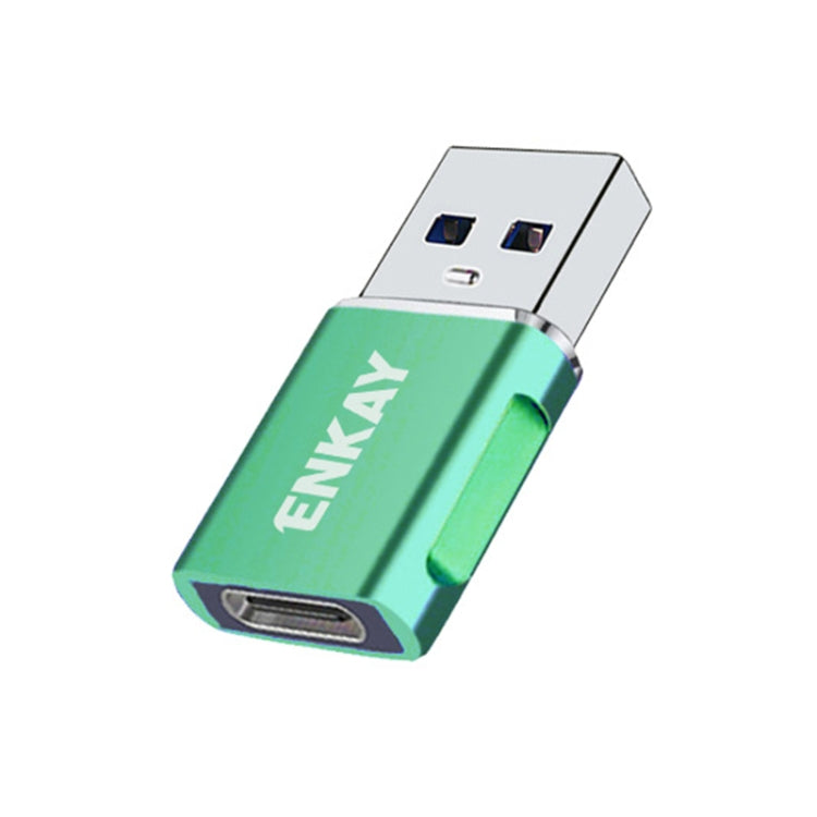ENKAY ENK-AT119 Aluminium Alloy Male USB 3.0 to Female Type-C Data Adapter Converter Support Fast Charging(Green) - Type-C Adapter by ENKAY | Online Shopping UK | buy2fix