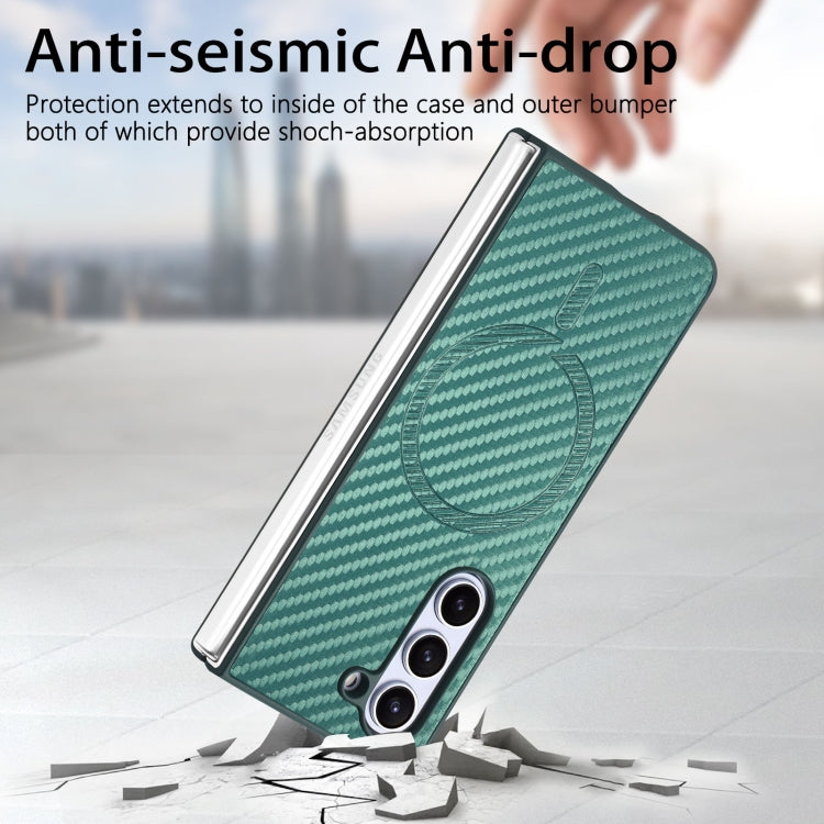 For Samsung Galaxy Z Fold6 Carbon Fiber Magsafe Phone Case(Green) - Galaxy Z Flip6 5G Cases by buy2fix | Online Shopping UK | buy2fix