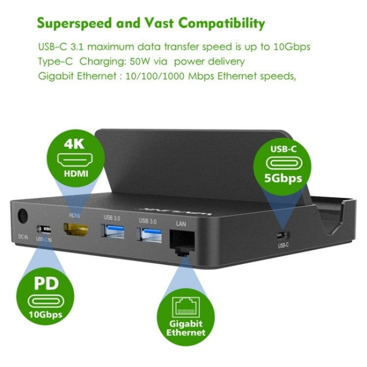 WAVLINK UHP3D01G Gigabit Ethernet USB 3.0 Multi-Function HUB 4K HD Docking Station(EU Plug) - USB 3.0 HUB by WAVLINK | Online Shopping UK | buy2fix