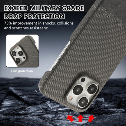 For iPhone 16 Stitching Cloth PU Shockproof Phone Case(Grey) - iPhone 16 Cases by buy2fix | Online Shopping UK | buy2fix