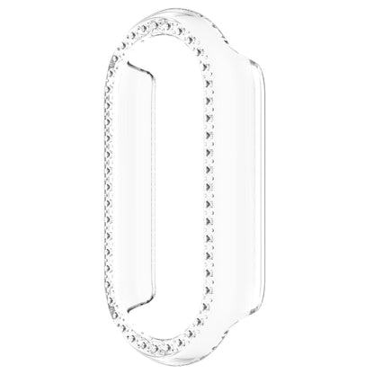 For Xiaomi Smart Band 9 NFC Diamond Half Coverage Hollow PC Watch Protective Case(Transparent White) - Watch Cases by buy2fix | Online Shopping UK | buy2fix