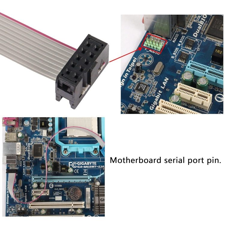 JUNSUNMAY DB9 9Pin Male to IDC 10Pin Female Ribbon Cable RS232 Serial Header Flat Cable, 28cm - RS485 / RS232 Series by JUNSUNMAY | Online Shopping UK | buy2fix