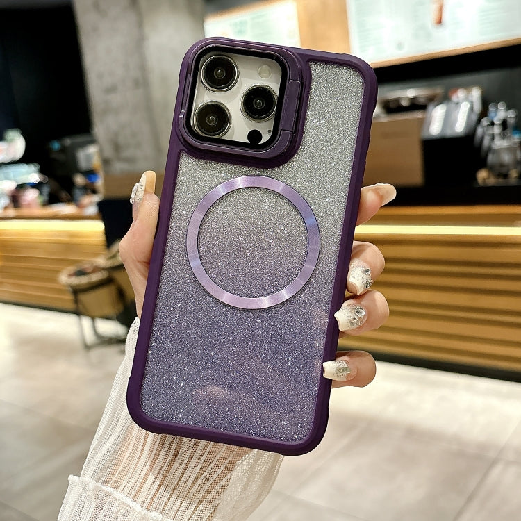 For iPhone 16 Pro CD-grain Gradient Glitter Magsafe Acrylic Hybrid TPU Phone Case(Purple) - iPhone 16 Pro Cases by buy2fix | Online Shopping UK | buy2fix