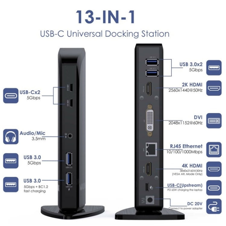 WAVLINK UG39PD1 13 in 1 Type-C Triple Monitors 4K HD Docking Station, Plug:UK Plug - Adapter by WAVLINK | Online Shopping UK | buy2fix