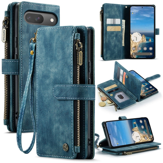 For Google Pixel 9 / 9 Pro CaseMe C30 Card Slots Zipper Wallet Leather Phone Case(Blue) - Google Cases by CaseMe | Online Shopping UK | buy2fix