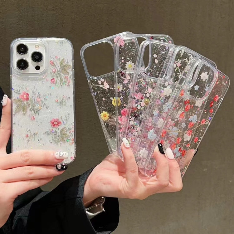 For iPhone 16 Plus Spring Garden Epoxy TPU Phone Case(F05 Pink and White Flowers) - iPhone 16 Plus Cases by buy2fix | Online Shopping UK | buy2fix