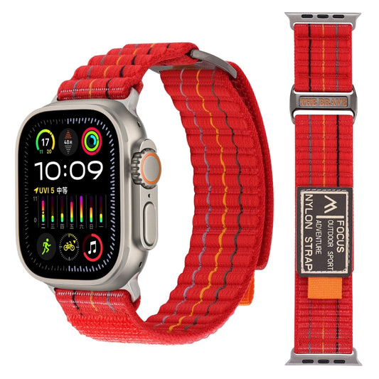 For Apple Watch Ultra 49mm Two Sections Nylon Hook and Loop Fastener Watch Band(Cherry Red) - Watch Bands by buy2fix | Online Shopping UK | buy2fix