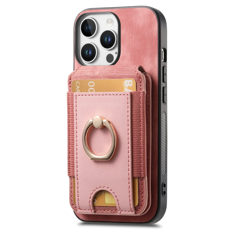 For iPhone 16 Pro Max Retro Splitable Magnetic Stand Card Bag Leather Phone Case(Pink) - iPhone 16 Pro Max Cases by buy2fix | Online Shopping UK | buy2fix