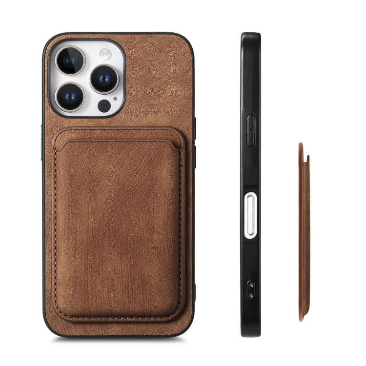 For iPhone 16 Pro Retro Leather Card Bag Magnetic Phone Case(Brown) - iPhone 16 Pro Cases by buy2fix | Online Shopping UK | buy2fix