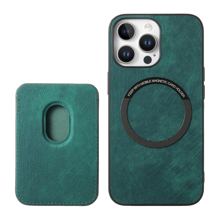 For iPhone 16 Pro Retro Leather Card Bag Magnetic Phone Case(Green) - iPhone 16 Pro Cases by buy2fix | Online Shopping UK | buy2fix