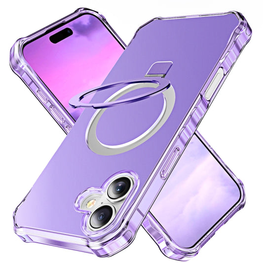 For iPhone 16 Plus Solid Color Wave MagSafe Holder Phone Case(Purple) - iPhone 16 Plus Cases by buy2fix | Online Shopping UK | buy2fix