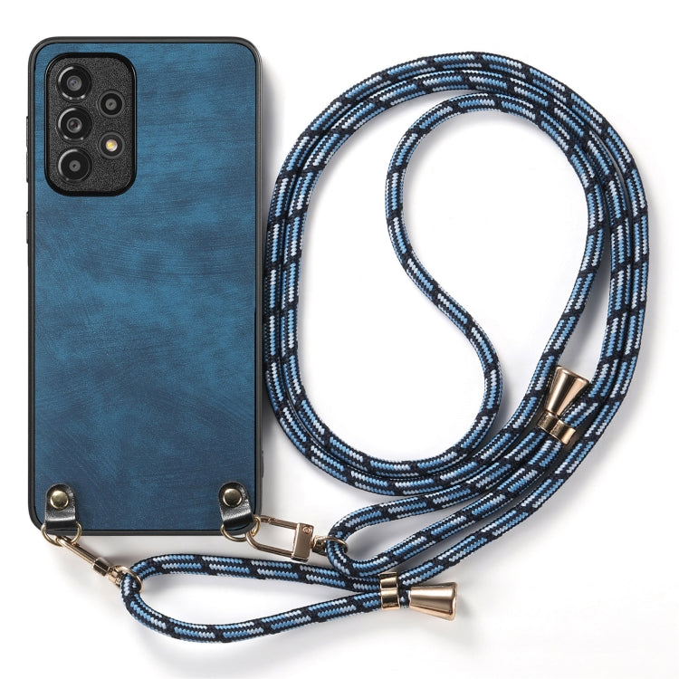 For Samsung Galaxy S25+ 5G Vintage Leather PC Back Cover Phone Case with Crossbody Strap(Blue) - Galaxy S25+ 5G Cases by buy2fix | Online Shopping UK | buy2fix