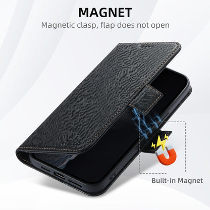 For iPhone 16 Pro Max Suteni J08 Multifunctional Cross Texture MagSafe Leather Phone Case(Black) - iPhone 16 Pro Max Cases by Suteni | Online Shopping UK | buy2fix