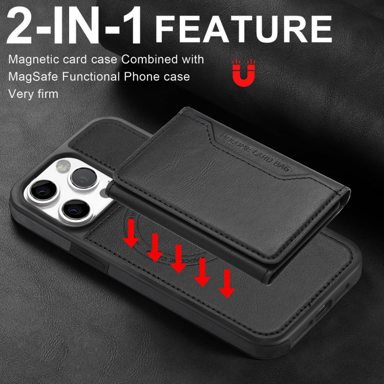 For iPhone 16 Pro Shield Multi-functional MagSafe Card Bag Phone Case(Black) - iPhone 16 Pro Cases by buy2fix | Online Shopping UK | buy2fix