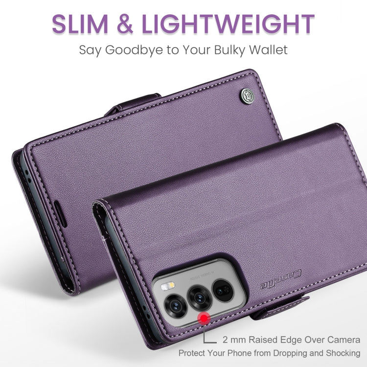 For OPPO Reno12 5G Global CaseMe 023 Butterfly Buckle Litchi Texture RFID Anti-theft Leather Phone Case(Purple) - Reno12 Cases by CaseMe | Online Shopping UK | buy2fix