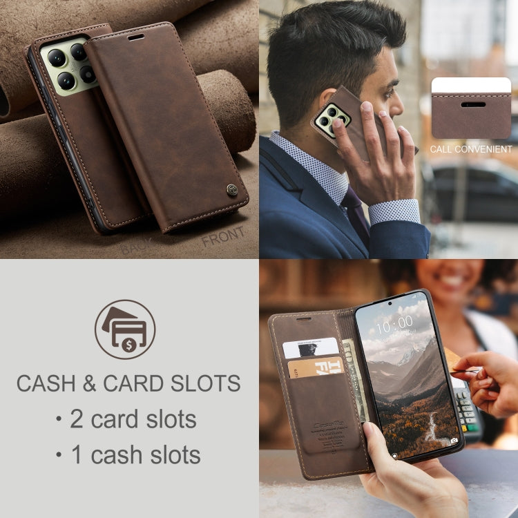 For Xiaomi 14T CaseMe 013 Multifunctional Horizontal Flip Leather Phone Case(Coffee) - 14T Cases by CaseMe | Online Shopping UK | buy2fix