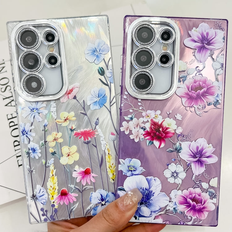 For Samsung Galaxy S25 5G Electroplating Flowers Plants Texture TPU Phone Case(Lilac Flowers FL16) - Galaxy S25 5G Cases by buy2fix | Online Shopping UK | buy2fix