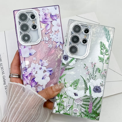 For Samsung Galaxy S25 Ultra 5G Electroplating Flowers Plants Texture TPU Phone Case(Lavender FL3) - Galaxy S25 Ultra 5G Cases by buy2fix | Online Shopping UK | buy2fix