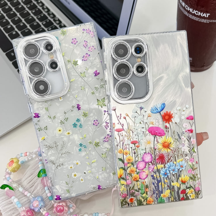 For Samsung Galaxy S25 Ultra 5G Electroplating Flower Texture Wristband TPU Phone Case(Flowers SH4) - Galaxy S25 Ultra 5G Cases by buy2fix | Online Shopping UK | buy2fix