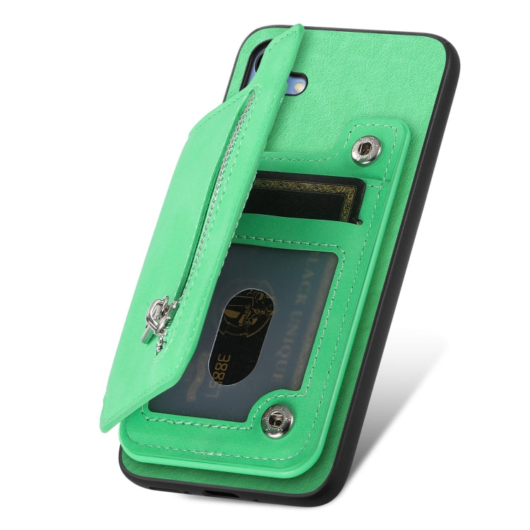 For Samsung Galaxy S25 5G Retro MagSafe Zipper Wallet Card Bag Back Phone Case(Green) - Galaxy S25 5G Cases by buy2fix | Online Shopping UK | buy2fix