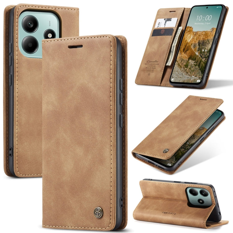 For Redmi Note 14 5G CaseMe 013 Multifunctional Horizontal Flip Leather Phone Case(Brown) - Note 14 Cases by CaseMe | Online Shopping UK | buy2fix