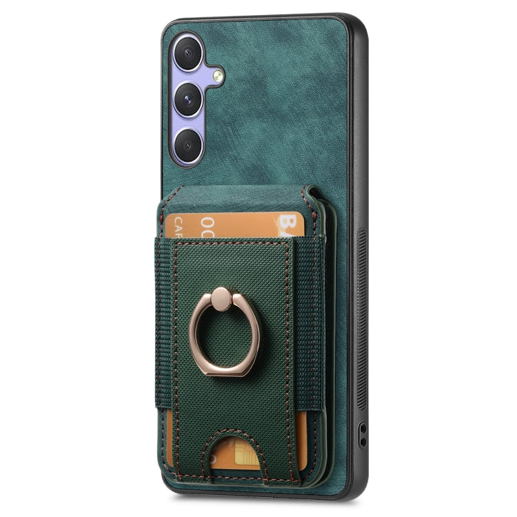 For Samsung Galaxy S25 5G Retro Splitable Magnetic Stand Card Bag Leather Phone Case(Green) - Galaxy S25 5G Cases by buy2fix | Online Shopping UK | buy2fix