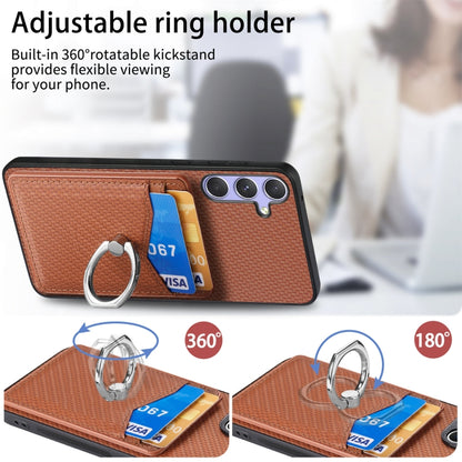 For Samsung Galaxy S25+ 5G Carbon Fiber Card Wallet Ring Phone Case(Blue) - Galaxy S25+ 5G Cases by buy2fix | Online Shopping UK | buy2fix