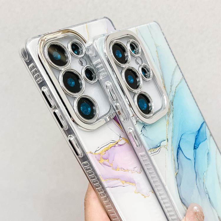 For Samsung Galaxy S25+ 5G Electroplated Marble Texture Phone Case(White M8) - Galaxy S25+ 5G Cases by buy2fix | Online Shopping UK | buy2fix