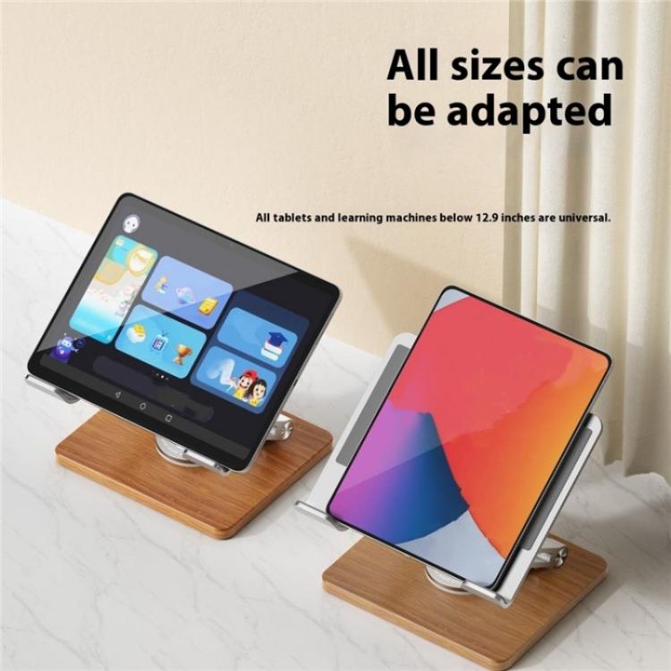 J27 Desktop Foldable Rotating Wooden Base Tablets Laptops Metal Cooling Holder(Silver) - Laptop Stand by buy2fix | Online Shopping UK | buy2fix