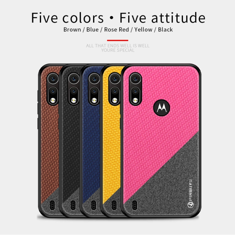 PINWUYO Hong Series Anti-fall TPU+ Chemical Fiber Cloth Protective Cover for Moto P40 play(Brown) - Motorola Cases by PINWUYO | Online Shopping UK | buy2fix