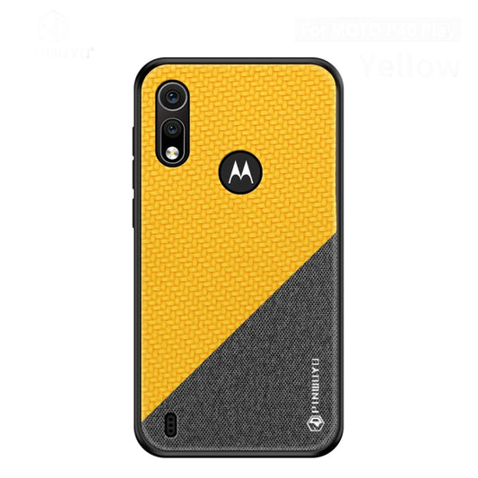 PINWUYO Hong Series Anti-fall TPU+ Chemical Fiber Cloth Protective Cover for Moto P40 play(Yellow) - Motorola Cases by PINWUYO | Online Shopping UK | buy2fix