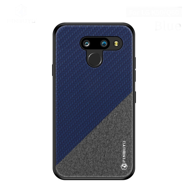 PINWUYO Hong Series Anti-fall TPU+ Chemical Fiber Cloth Protective Cover for LG K50 / Q60(Blue) - LG by PINWUYO | Online Shopping UK | buy2fix