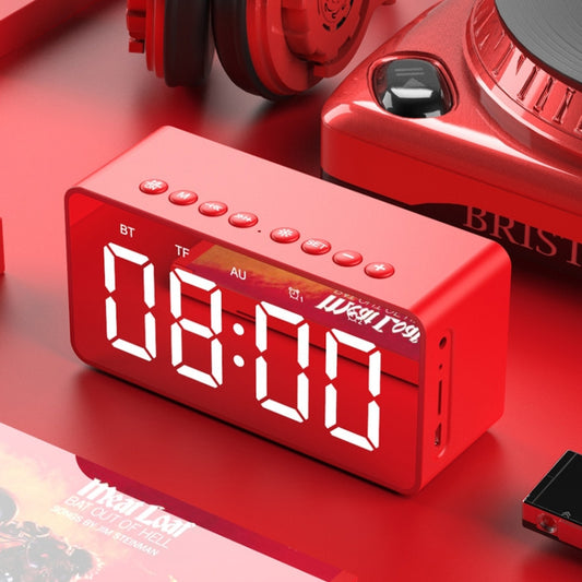 AEC BT506 Speaker with Mirror, LED Clock Display, Dual Alarm Clock, Snooze, HD Hands-free Calling, HiFi Stereo(Red) - Desktop Speaker by AEC | Online Shopping UK | buy2fix