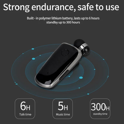 K39 Wireless Bluetooth Headset CSR DSP chip In-Ear Vibrating Alert Wear Clip Hands Free Earphone (Black) - Bluetooth Earphone by buy2fix | Online Shopping UK | buy2fix