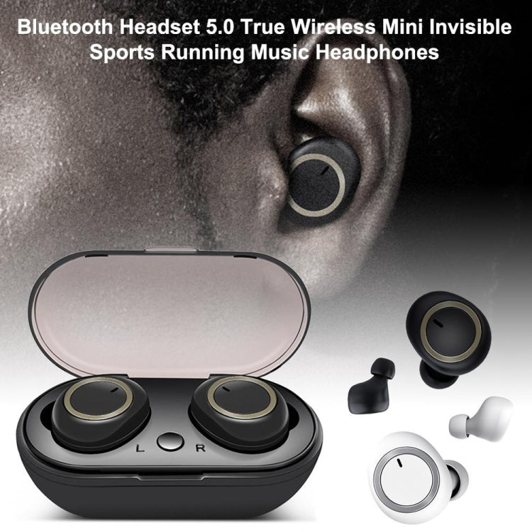 TWS-A1 TWS Bluetooth 5.0 Mini Invisible Sports Music Earphone with Charging Box & Microphone (Black) - TWS Earphone by buy2fix | Online Shopping UK | buy2fix