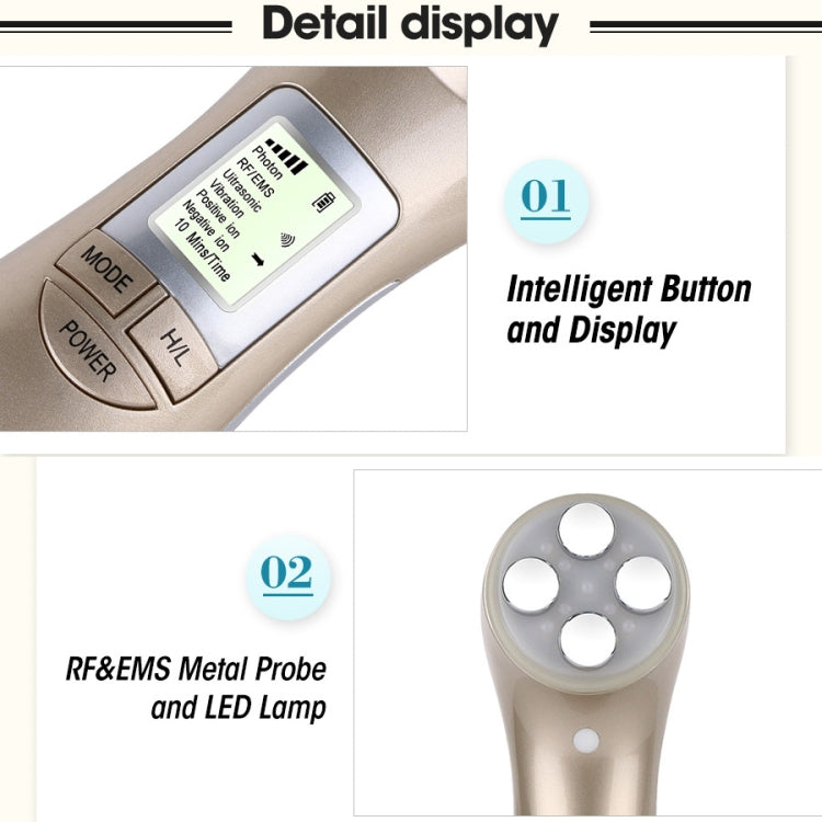 OFY9901  Face Skin EMS Mesotherapy Electroporation RF Radio Frequency Facial LED Photon Skin Care Face Lift Tighten Remove Wrinkle(Gold) - Beauty Instrument by buy2fix | Online Shopping UK | buy2fix