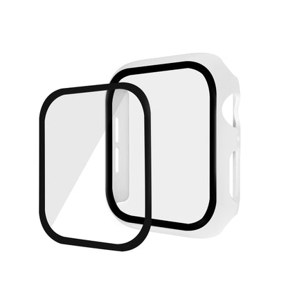 ENKAY Hat-prince Full Coverage PC Case + Tempered Glass Protector for Apple Watch Series 5 / 4 40mm(White) - Watch Cases by ENKAY | Online Shopping UK | buy2fix