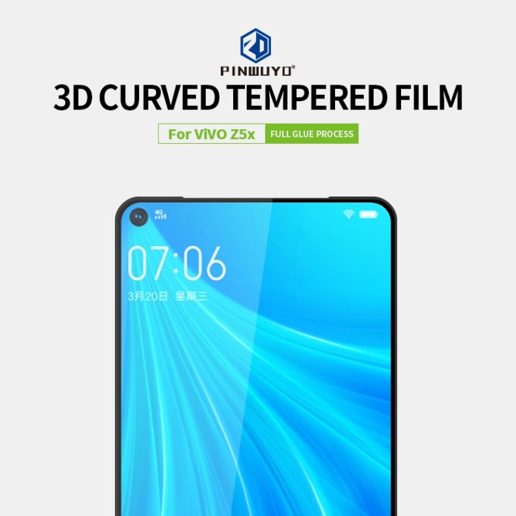 For Vivo Z5x PINWUYO 9H 3D Curved Full Screen Explosion-proof Tempered Glass Film(Black) - vivo Tempered Glass by PINWUYO | Online Shopping UK | buy2fix