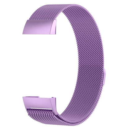 Stainless Steel Magnet Watch Band for FITBIT Charge 4 / 3, Large Size: 210x18mm(Light Purple) - Watch Bands by buy2fix | Online Shopping UK | buy2fix