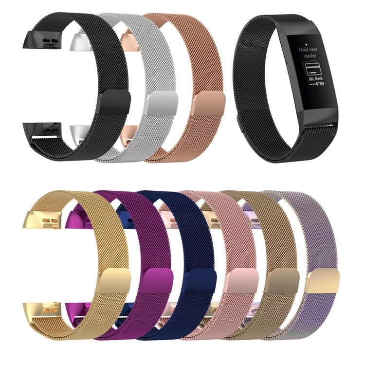 Stainless Steel Magnet Watch Band for FITBIT Charge 4 / 3, Large Size: 210x18mm(Light Purple) - Watch Bands by buy2fix | Online Shopping UK | buy2fix