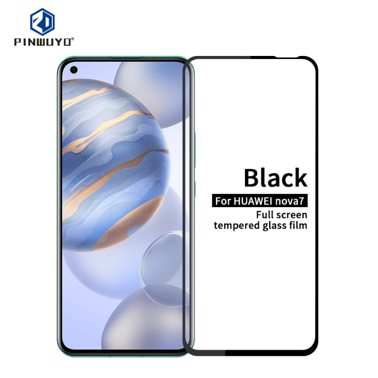 For Huawei Honor 30 / Nova7 PINWUYO 9H 2.5D Full Screen Tempered Glass Film(Black) - Honor Tempered Glass by PINWUYO | Online Shopping UK | buy2fix