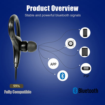 AiWei BT-01 Wireless Bluetooth Earphone with Microphone Hook Sports Earphone(Black) - Neck-mounted Earphone by AiWei | Online Shopping UK | buy2fix