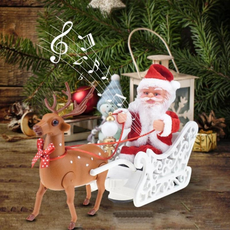 Novelty Creative Elk Sled Santa Claus Doll With Music Electric Universal Car Toy Christmas Gift - Music Toys by buy2fix | Online Shopping UK | buy2fix