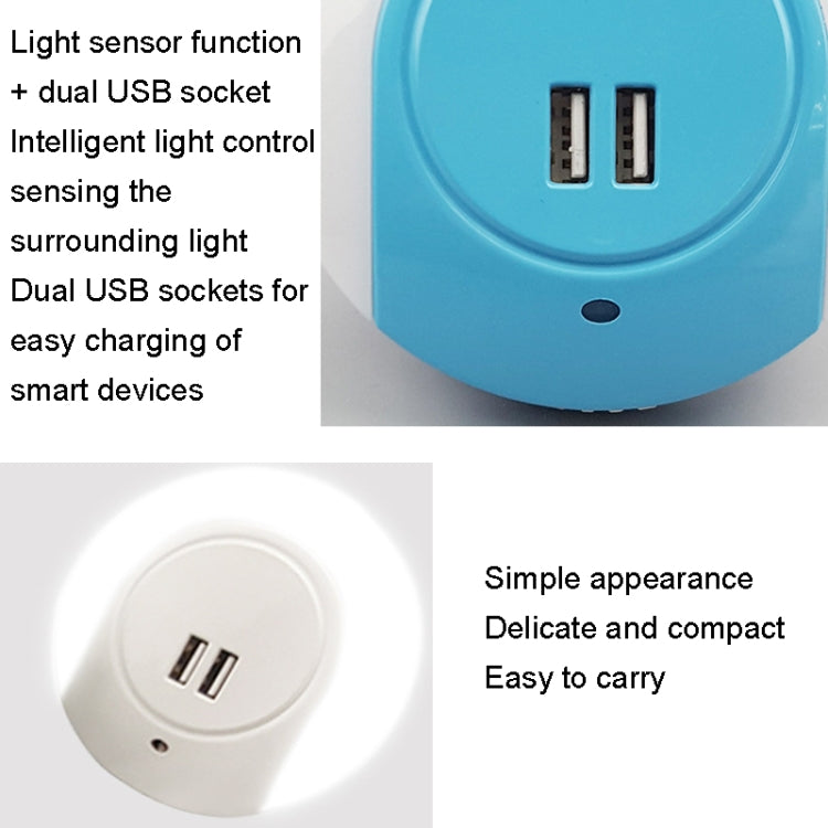 A78B LED Night Light With USB Port Intelligent Light Control Sensor Light, Plug:EU Plug(White) - Sensor LED Lights by buy2fix | Online Shopping UK | buy2fix