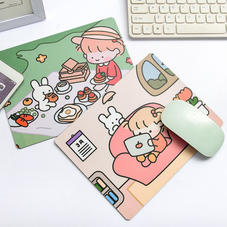 5 PCS Creative Cute Cartoon Rabbit Girl Mouse Pad Laptop Student Mouse Pad(Sleeping) - Mouse Pads by buy2fix | Online Shopping UK | buy2fix