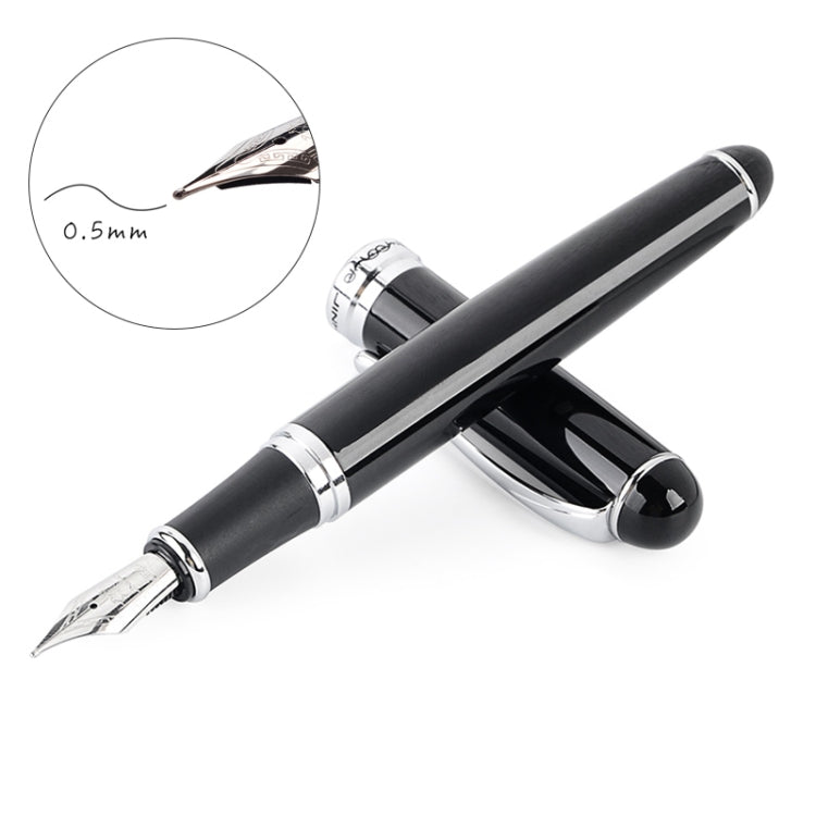 X750 Stationery Stainless Steel Fountain Pen Medium Nib Ink Pens School Oiifice Gift, Nib Size:0.5mm(Black) - Fountain Pens by buy2fix | Online Shopping UK | buy2fix