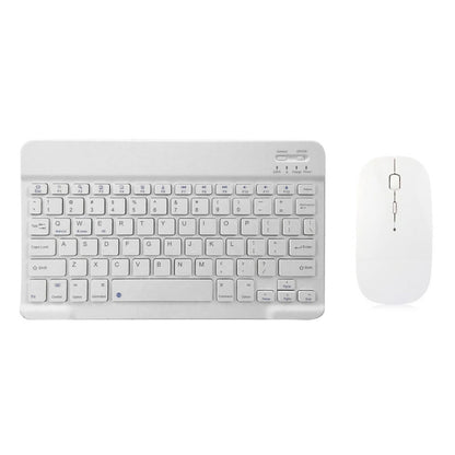 YS-001 7-8 inch Tablet Phones Universal Mini Wireless Bluetooth Keyboard, Style:with Bluetooth Mouse(White) - Universal Keyboard by buy2fix | Online Shopping UK | buy2fix