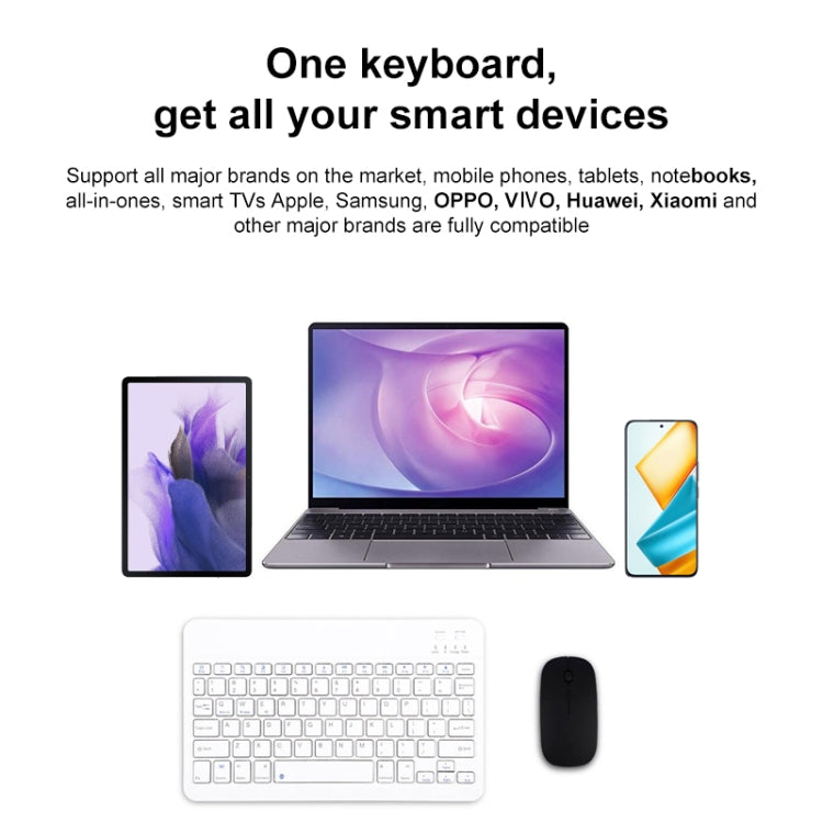YS-001 7-8 inch Tablet Phones Universal Mini Wireless Bluetooth Keyboard, Style:with Bluetooth Mouse(White) - Universal Keyboard by buy2fix | Online Shopping UK | buy2fix