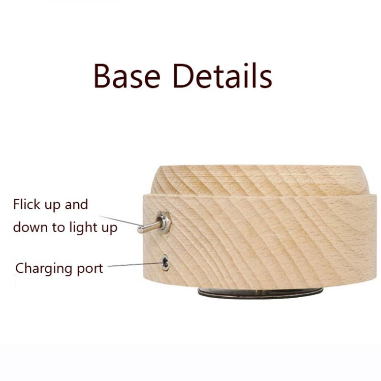 Girl Bedside Lamp Crystal Ball Wooden Base Music Box Charging Glow Rotating Night Light, Random Music(Cat) - Novelty Lighting by buy2fix | Online Shopping UK | buy2fix